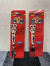Vintage Disney Infant Feeding Spoon & Fork 6in Stainles Mickey's Stuff for Kids picture