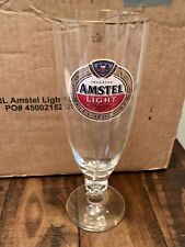 12 Amstel Light Beer Glasses With Gold Band Chalice Case 12oz. Original Box picture
