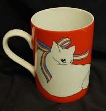 Fitz And Floyd  Fine Porcelain La Puss Cat Coffee Cup Mug Red White picture