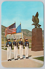Color Guard of the US Air Force Academy near Eagle Statue 1964 VTG Postcard UNP picture