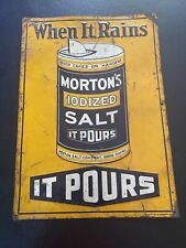 1930’s MORTONS IODIZED SALT METAL SIGN. CONSIDERED RARE. picture