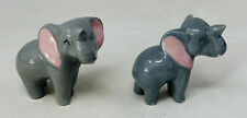 Lot of 2 Early Hagen Renaker Elephants Trunk Up Pink Ears Vintage 2” Gray Glossy picture