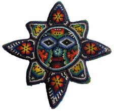 VTG Huichol Beaded Sun on Wood Wall Hanging Mexican Art picture