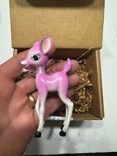 Vintage Retro Deer Christmas Ornament Mint   Kitsch Bell PINK picture