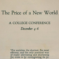 1941 The Price Of A New World Conference Program Vassar College Community Church picture