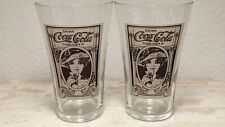 VINTAGE SET OF 2 Coca-Cola Girl Old Fashioned Archive Brown Tan picture