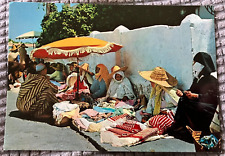 VTG Continental Postcard - Linen Market Street Vendors in Tangier, Morocco picture