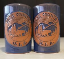 Vintage BEAR COUNTY U.S.A. Blue Salt and Pepper Shakers Souvenir picture