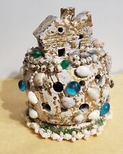 Vintage Seashell Candle Holder House w Seagulls Marbles Beads 7