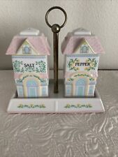 Lenox Village Salt & Pepper With Spice Holder Caddy - 1991 picture