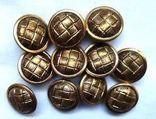 Eleven ¾ inch BRASS Toned Metal Buttons ~ Basket Weave picture