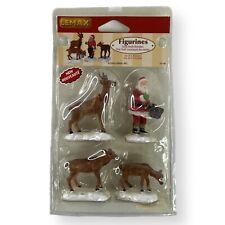 2005 LEMAX Figurines Santa Feeds Reindeer Christmas Polyresin NEW picture