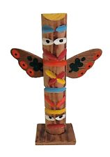 Vtg Indian Native American Made Totem Pole Colorful Hand Painted Carved Wood 6+