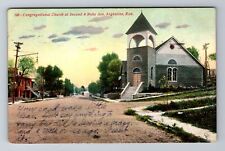 Argentine KS-Kansas, Congregational Church, Antique Vintage c1914 Postcard picture