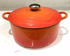 Vintage Le Creuset Flame Orange 4.5 Quart Dutch Oven And Brown 6.5 Inch Pan picture
