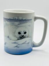 Vintage Otagiri Coffee Mug Tea Cup Hot Cocoa White Harp Seal Pup, Made in Japan picture