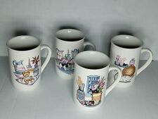 Vintage Ceramic 1980's Country Farm Coffee Cups set of 4 Tea Mug Farmhouse 8oz  picture