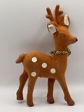 Vintage Christmas Reindeer Deer Plastic Figurine with Felt Spots Bell Decor * picture