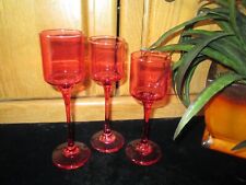 PartyLite 1990’s Cranberry Stemmed Votive Candle Holders, Set Of 3 w/ Box picture