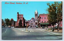 Postcard - Main Street Nashua New Hampshire Public Library War Memorial c1960s picture