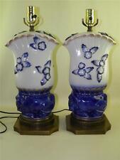 ANTIQUE CORDEY/CORDAY COBALT FIGURAL BULL FLORAL LAMPS picture