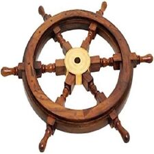 PIRATE STEERING ROUND 18'' VINTAGE NAUTICAL ANTIQUE SEAS FINISH SHIPS WHEEL WALL picture