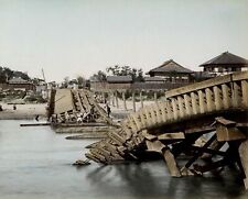 1890s JAPAN NOBI EARTHQUAKE  COLLAPSED BRIDGE Photo  (222-D)  picture