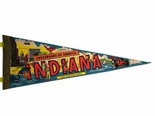 Vintage Large Colorful Indiana Pennant Flag Hoosier Indy 500 Impko  picture
