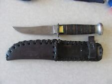 hunting knife fixed blade leather sheath 8 3/4 long picture