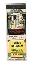 Ferro's Restaurant     Matchcover   1115 Barrett St.   Schenectady, N.Y. picture