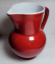 Emile Henry Vintage Red Pottery Jug Pitcher Farmhouse France Vase 64 Oz 9” Large picture