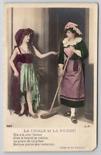RPPC La Fontaine's Fable The Grasshopper And The Ant Sexy Woman Postcard L21 picture