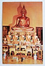 THAILAND postcard golden Buddha in temple used; early chrome card I guess picture