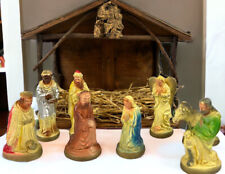 Vintage Bethlehem Nativity Scene Chalkware Figurines Missing Baby Jesus 1950’s picture