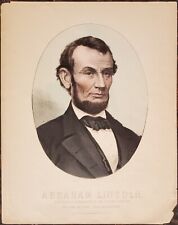 1865 President Abraham Lincoln Color 10x12 Pencil Etching Kimmel & Forster N.Y. picture