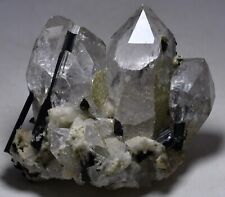 510 GM Full Terminated Tourmaline Crystals On Smoky Quartz Specimen Frm Pakistan picture