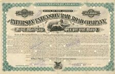 Paterson Extension Railroad Co. signed by Garret A. Hobart - Autographed Stocks  picture