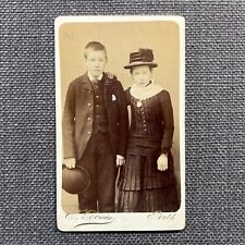 CDV Photo Antique Portrait Boy in Suit Bowler Hat Girl in Dress with Hat Perth picture