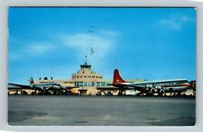 Chicago, Midway Airport, Airplanes Control Tower Vintage Illinois c1954 Postcard picture