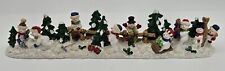 Vintage Holiday Snowman Scene Decoration Christmas Figurines 10-in Long picture