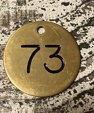 Vintage Number 73 Tag Brass Metal Fob Industrial Keychain Numbered Tag 1.5 Inch picture