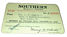 1948  SOUTHERN RAILWAY COMPANY EMPLOYEE PASS #55970 picture