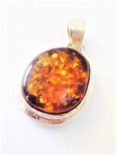 Vintage  Amber Gemstone Handmade  Sterling Silver Necklace. Israeli  Jewelry . picture