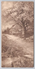 Postcard Painting Of Flowered Tree By Dirt Road 1914 (487) picture