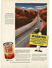 1941 Shell X-100 Motor Oil cars over Altamont Pass California art Vintage Ad picture