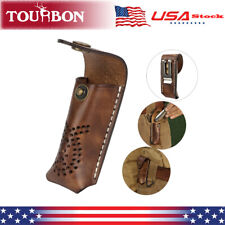 Tourbon Leather Knife Blade Sheath Pocket Knives Case Belt Clip Pouch Holster picture