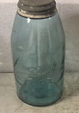 Antique Vintage 1910-1923 Ball Mason Jar 2 Quart 1/2 Gallon Bubbles Ripples Zinc picture