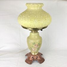 Vintage Yellow Hurricane Lamp 16” Pink Roses Hand Painted Electric picture