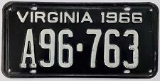 Virginia 1966 License Plate A96-763 picture