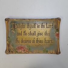 Antique Biblical Wall Art Plaque Psalm 37.4 Christian Keepsake Made in USA 1928 picture